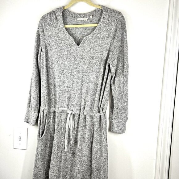 Soft Surroundings Easy Living Gray Long Sleeve Drawstring Fleece Sweater Size S - Picture 4 of 10